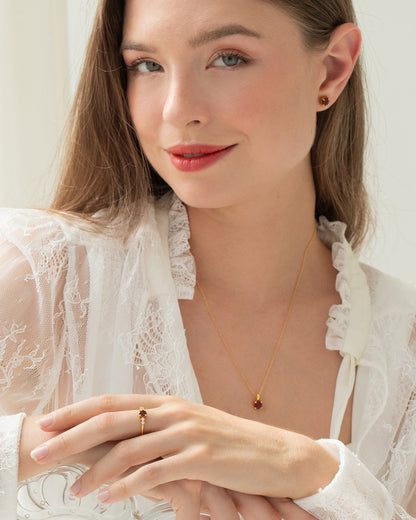 Garnet Everyday Jewellery Gift Set in 18k Gold Vermeil - SJR London Timepiece