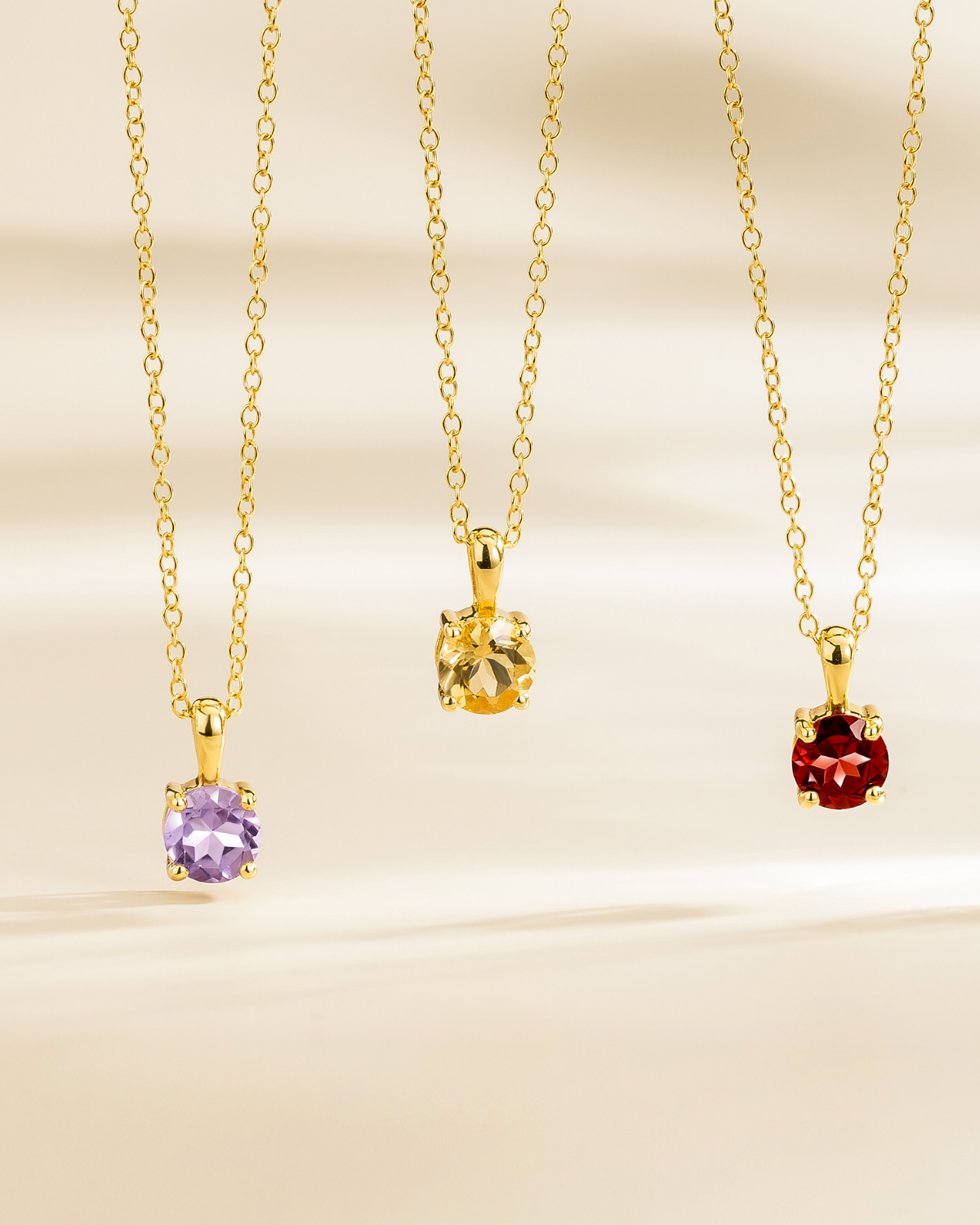 Citrine Solitaire Pendant Necklace in 18k Gold Vermeil - SJR London Timepiece