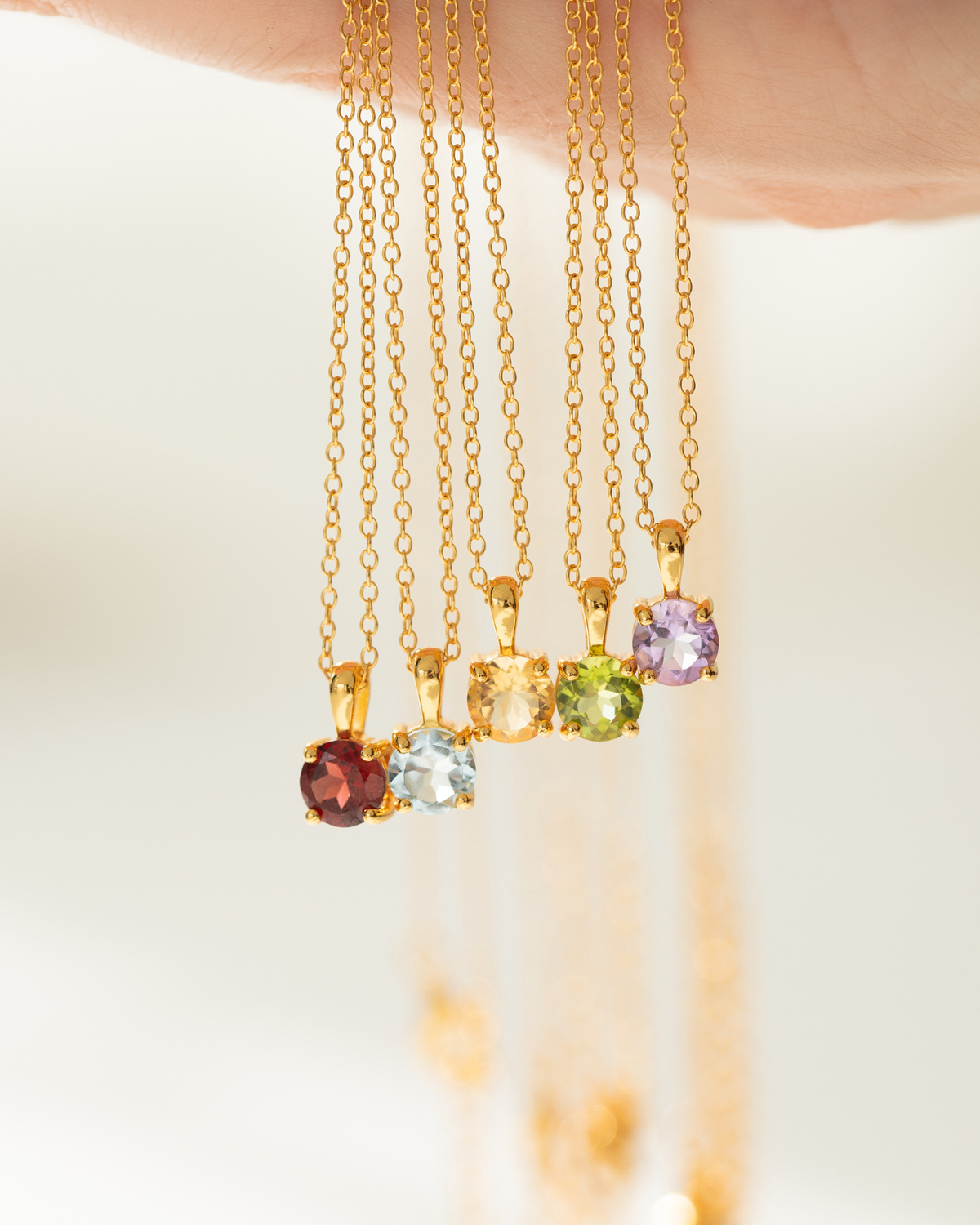 Citrine Solitaire Pendant Necklace in 18k Gold Vermeil - SJR London Timepiece