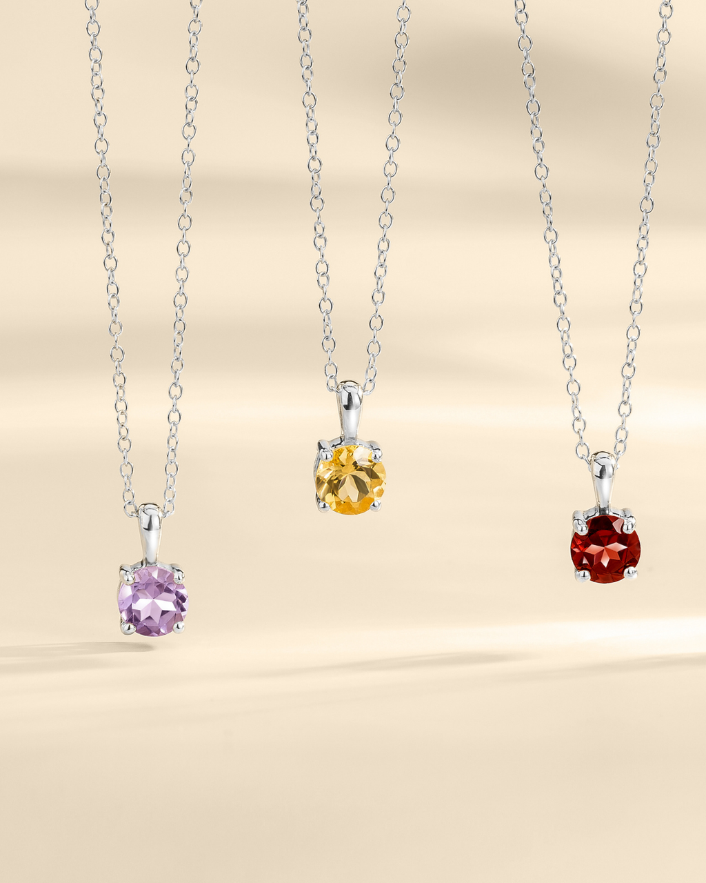 Pendentif Solitaire Citrine en Argent Sterling