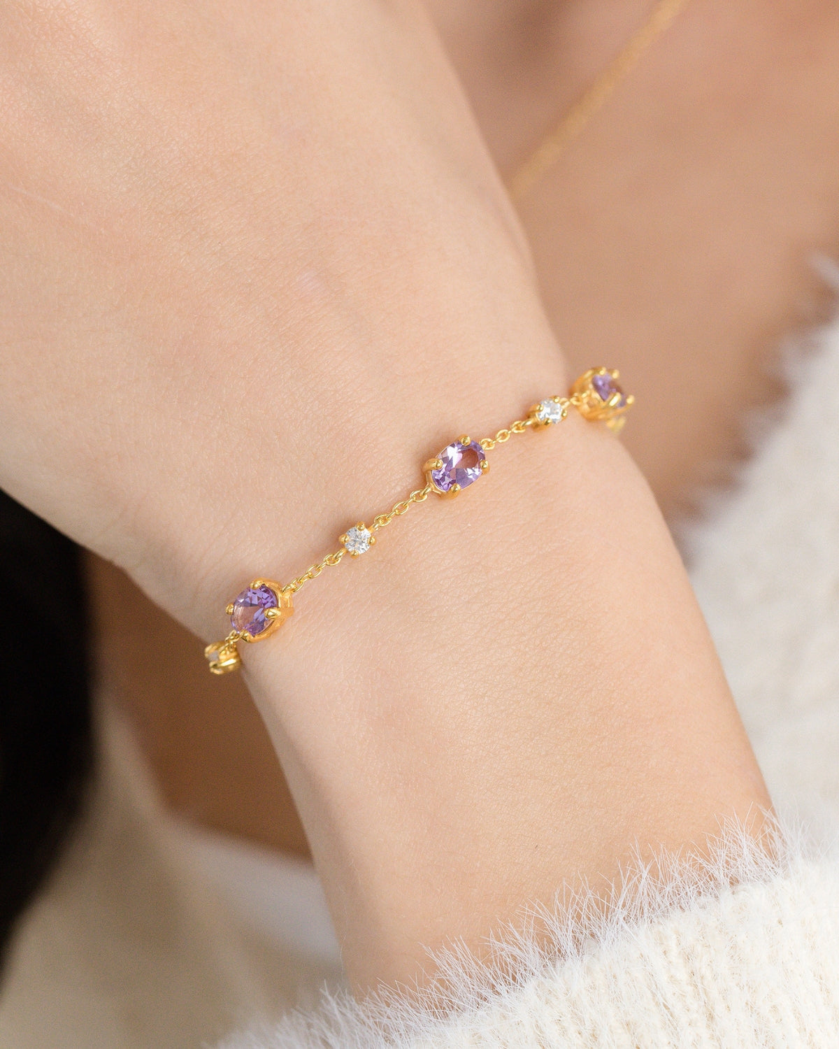 Complete Set - Amethyst Jewellery Set in 18k Gold Vermeil - SJR London Timepiece