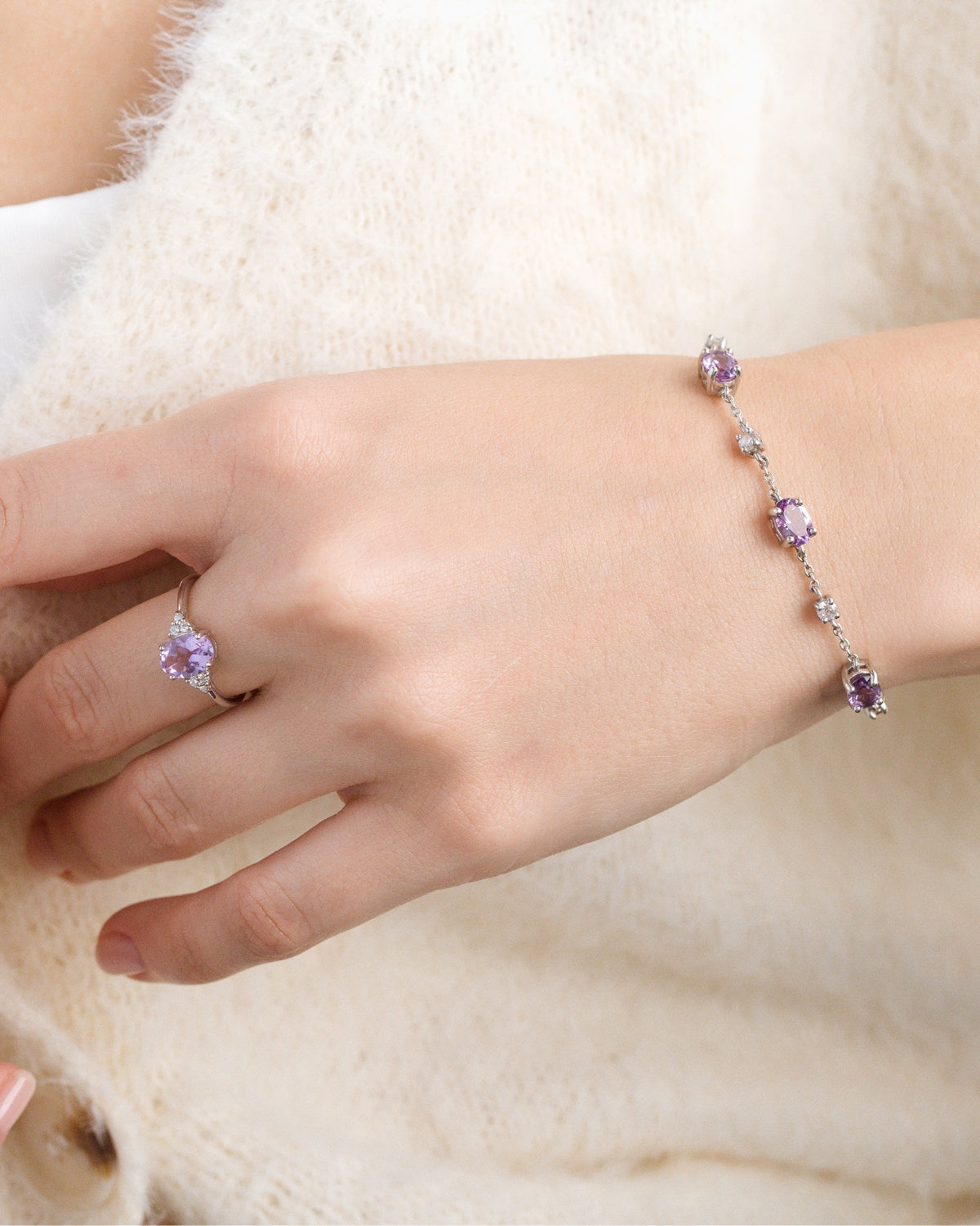 Lavender Amethyst Bracelet in Sterling Silver - SJR London Timepiece