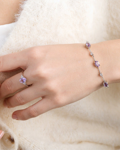 Complete Set - Amethyst Jewellery Set in Sterling Silver - SJR London Timepiece