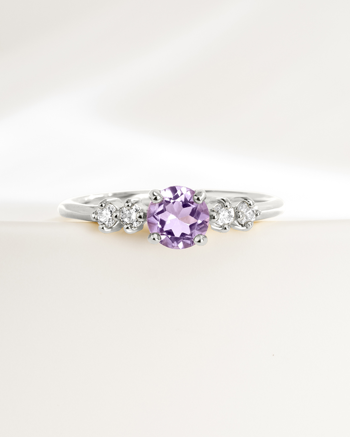 Lavender Amethyst Five Stone Ring in Sterling Silver - SJR London Timepiece