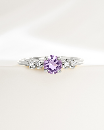Lavender Amethyst Five Stone Ring in Sterling Silver - SJR London Timepiece