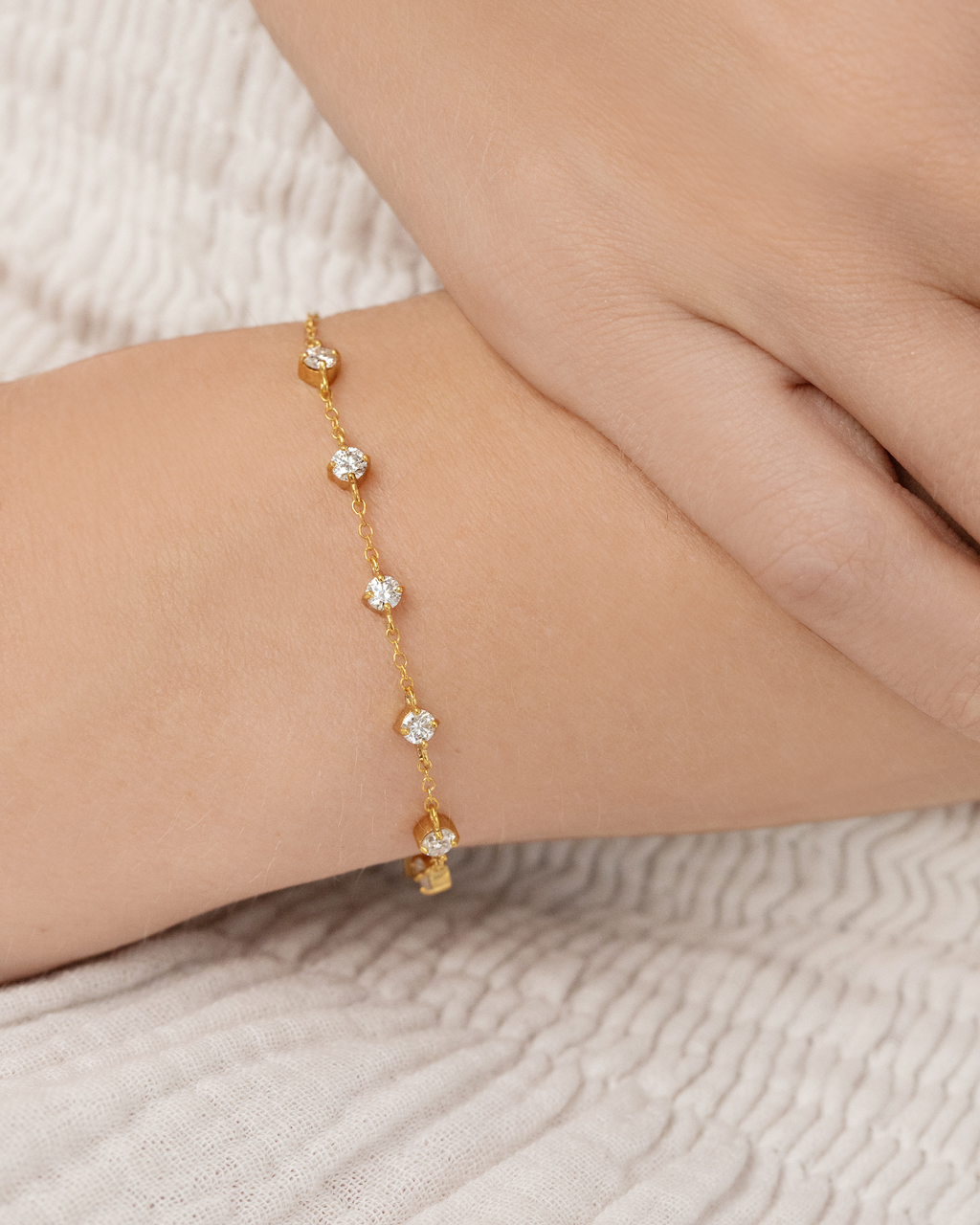 Bracelet en moissanite en vermeil d'or 18 carats