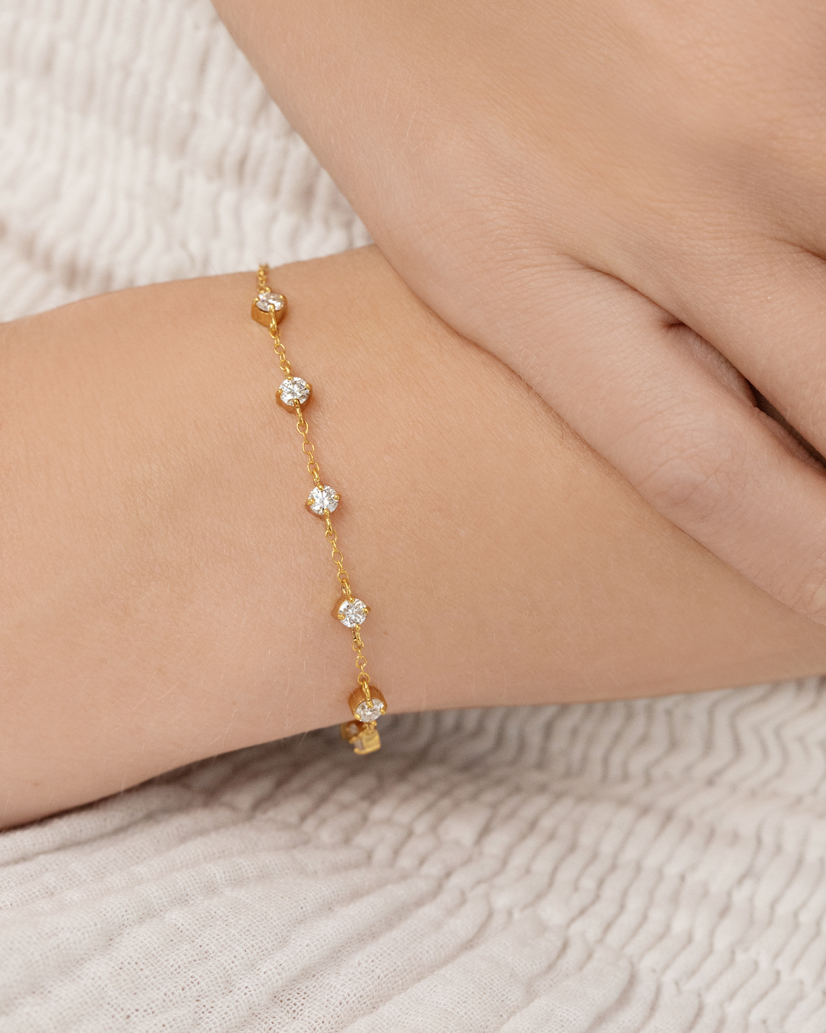 Bracelet en moissanite en vermeil d'or 18 carats