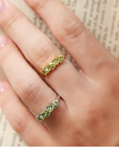Emerald & Peridot Pear Cut Half Eternity Band in Sterling Silver - SJR London Timepiece