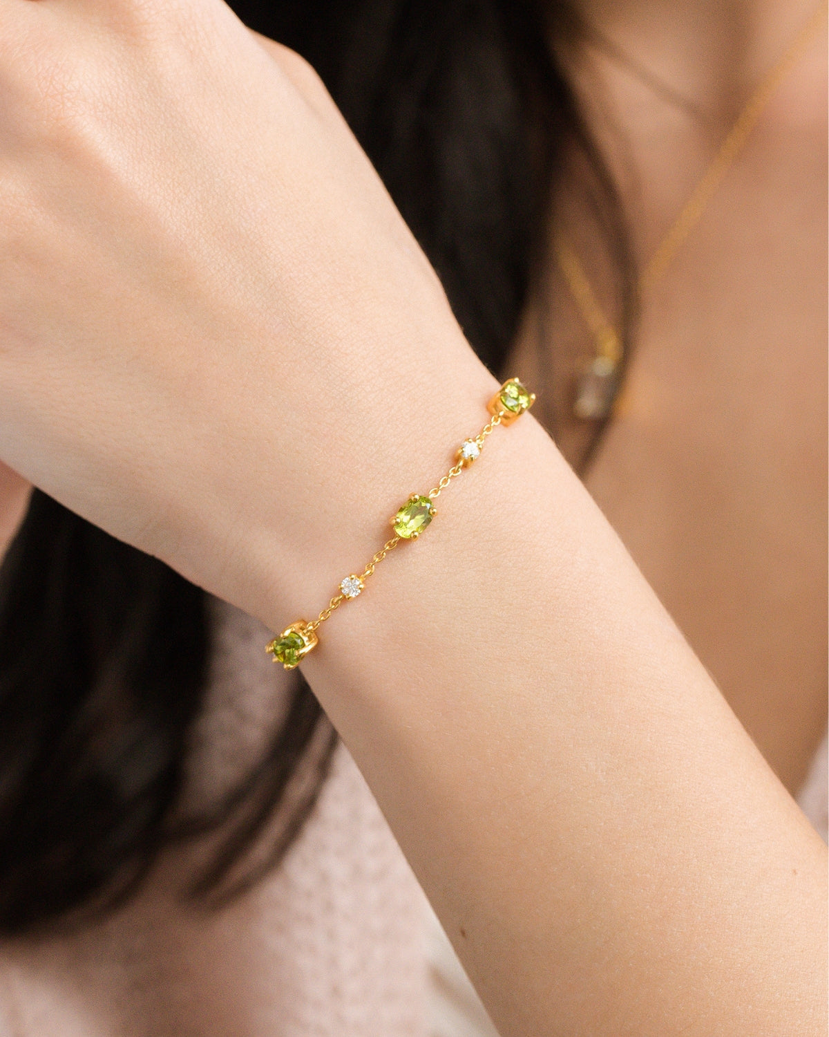 Peridot Bracelet in 18k Gold Vermeil - SJR London Timepiece