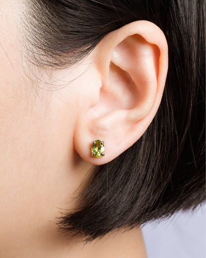 Peridot Oval Stud Earrings in Sterling Silver - SJR London Timepiece