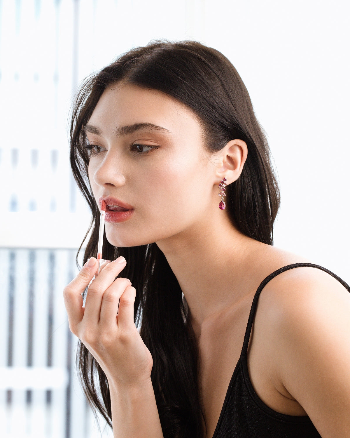 Pink Gemstone Drop Earrings in Sterling Silver - SJR London Timepiece
