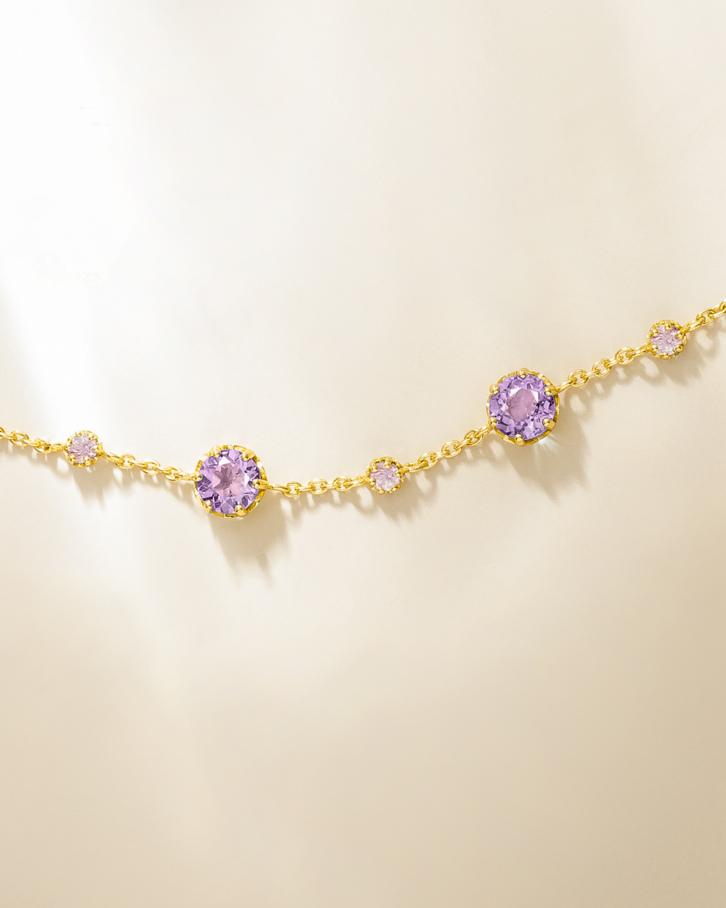 Parure de bijoux Saphir Rose & Améthyste en Vermeil 18 carats