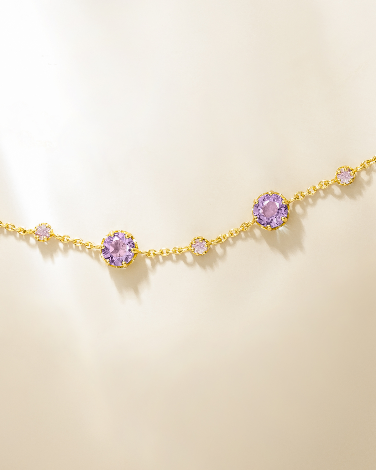 Parure de bijoux Saphir Rose & Améthyste en Vermeil 18 carats