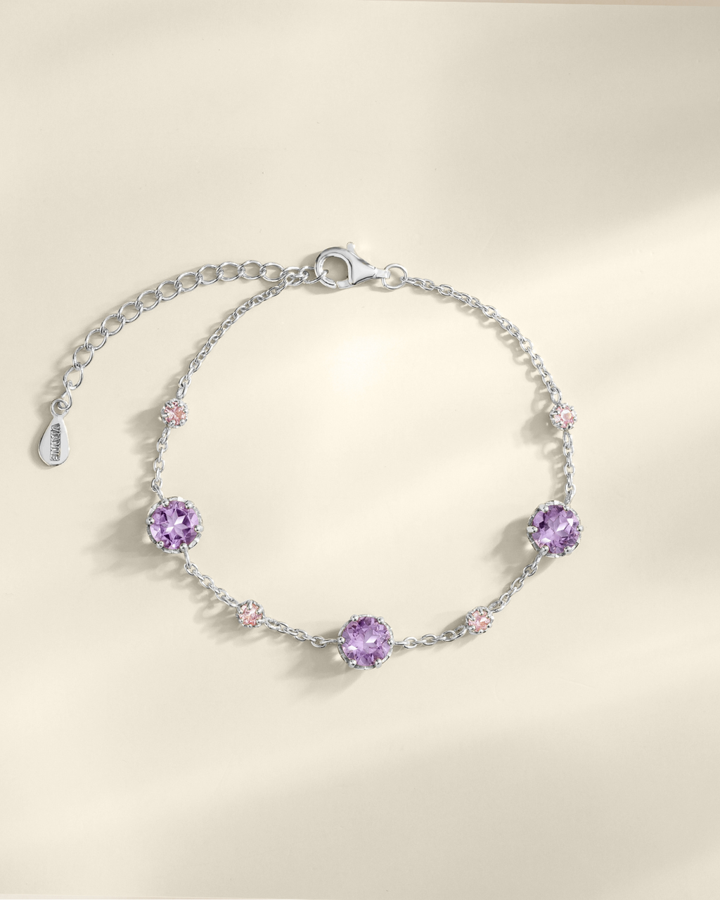 Parure en argent sterling saphir rose et améthyste