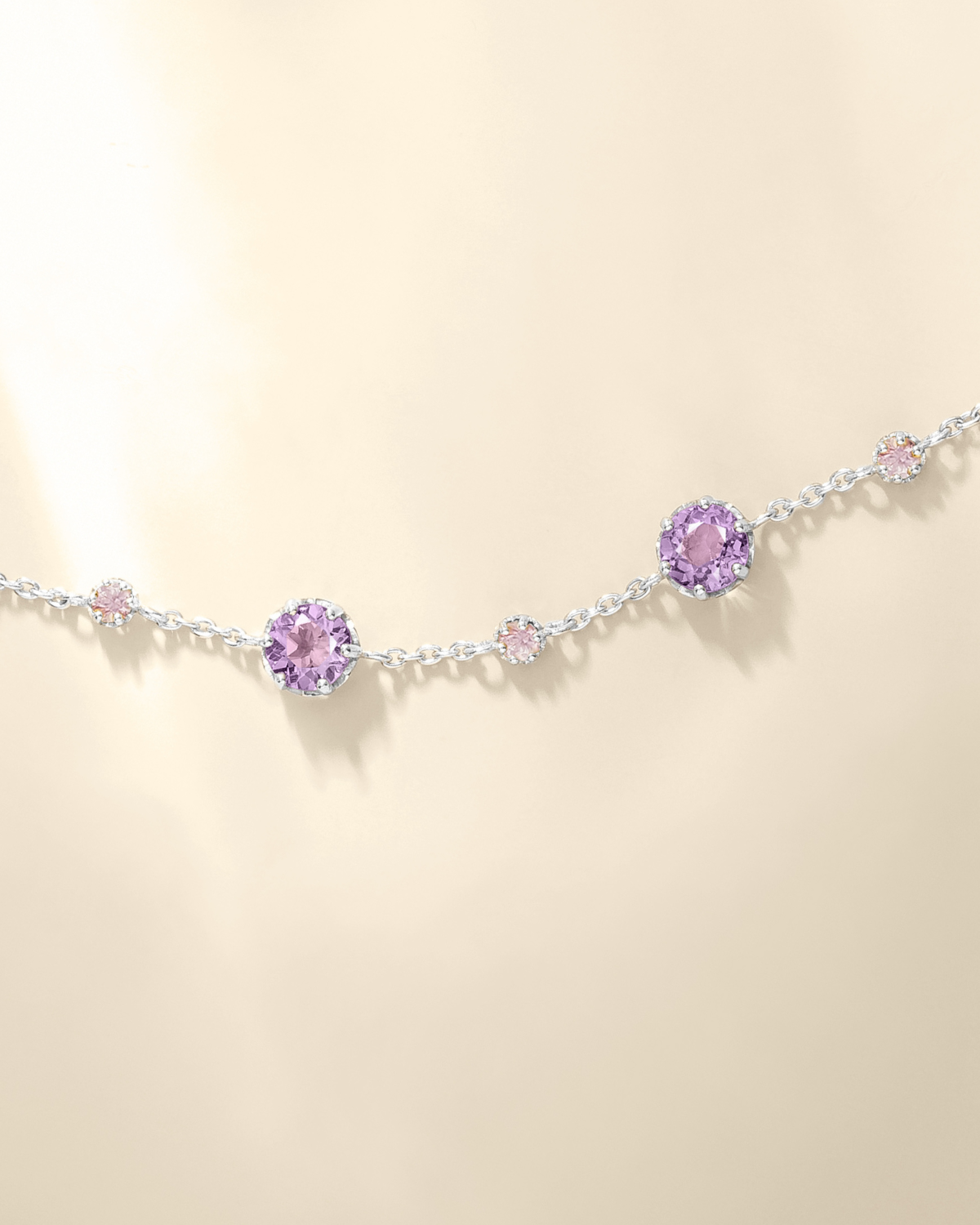 Parure en argent sterling saphir rose et améthyste