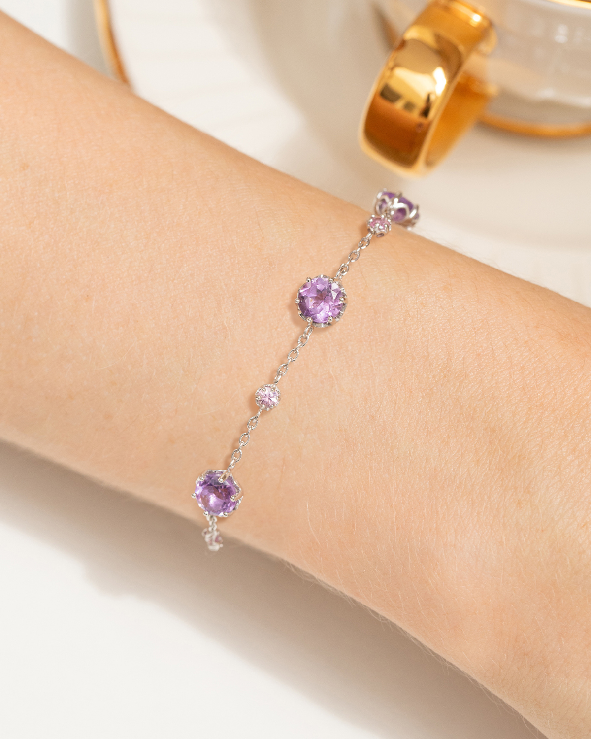 Pink Sapphire & Amethyst Jewellery Set in Sterling Silver - SJR London Timepiece