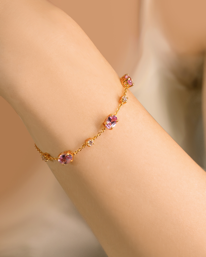Pink Sapphire Bracelet in 18k Gold Vermeil - SJR London Timepiece