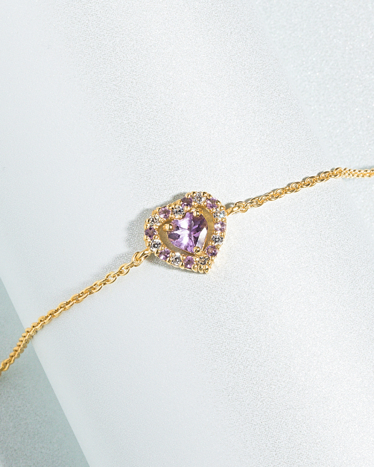 Purple Heart Lavender Amethyst Bracelet in 18k Gold Vermeil - SJR London Timepiece