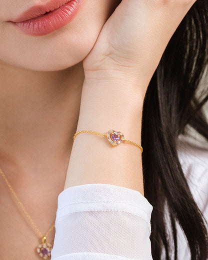 Purple Heart Lavender Amethyst Jewellery Set in 18k Gold Vermeil - SJR London Timepiece