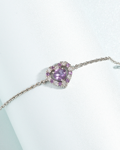 Purple Heart Lavender Amethyst Bracelet in Sterling Silver - SJR London Timepiece