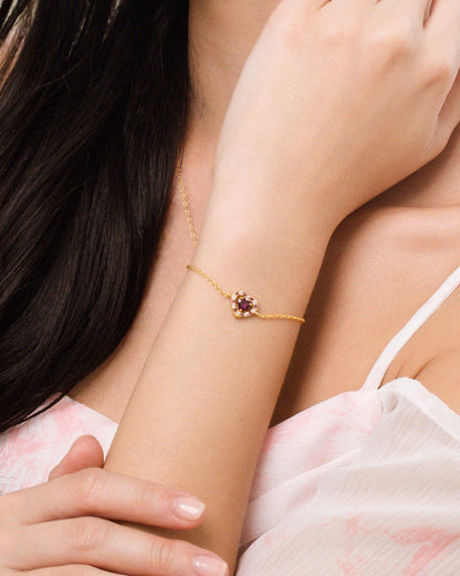 Red Heart Rhodolite Garnet Jewellery Set in 18k Gold Vermeil - SJR London Timepiece
