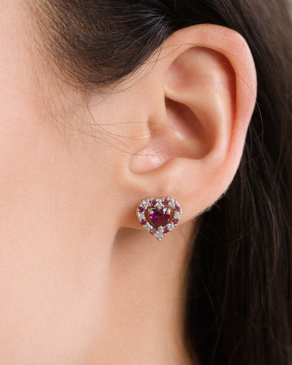 Red Heart Rhodolite Garnet Jewellery Set in Sterling Silver - SJR London Timepiece