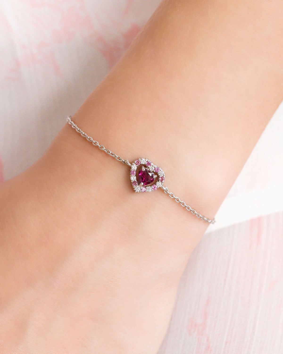 Parure Cœur Grenat Rhodolite en Argent Sterling