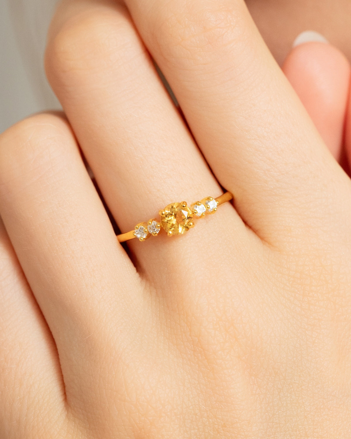 Citrine Five Stone Ring in 18k Gold Vermeil - SJR London Timepiece