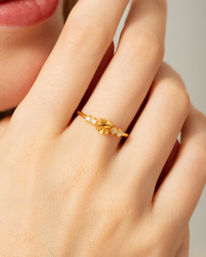 Citrine Five Stone Ring in 18k Gold Vermeil - SJR London Timepiece
