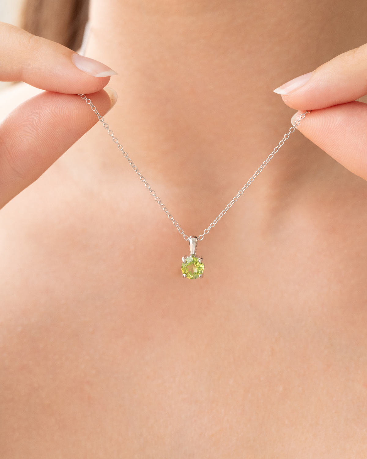 Collier Pendentif Solitaire Péridot en Argent Sterling