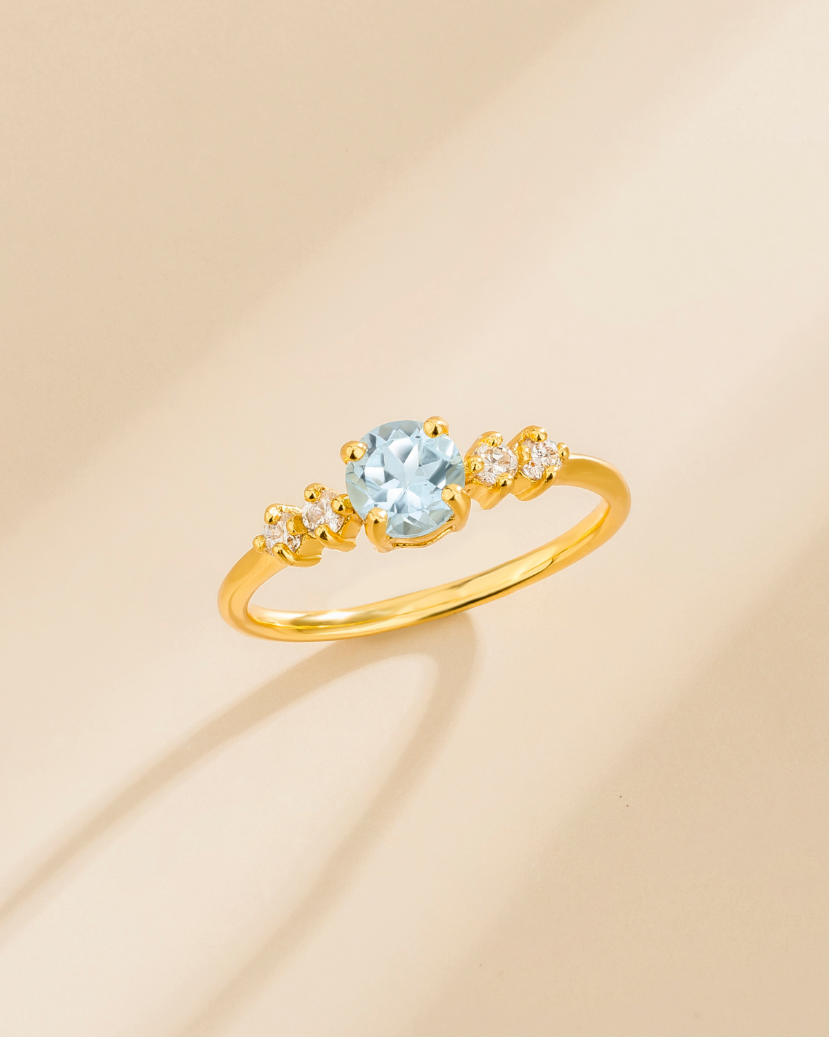Sky Blue Topaz Five Stone Ring in 18k Gold Vermeil - SJR London Timepiece