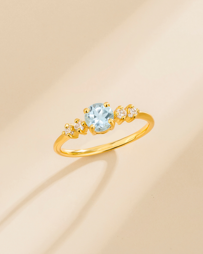Sky Blue Topaz Five Stone Ring in 18k Gold Vermeil - SJR London Timepiece