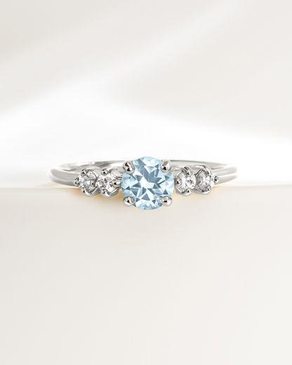 Sky Blue Topaz Five Stone Ring in Sterling Silver - SJR London Timepiece