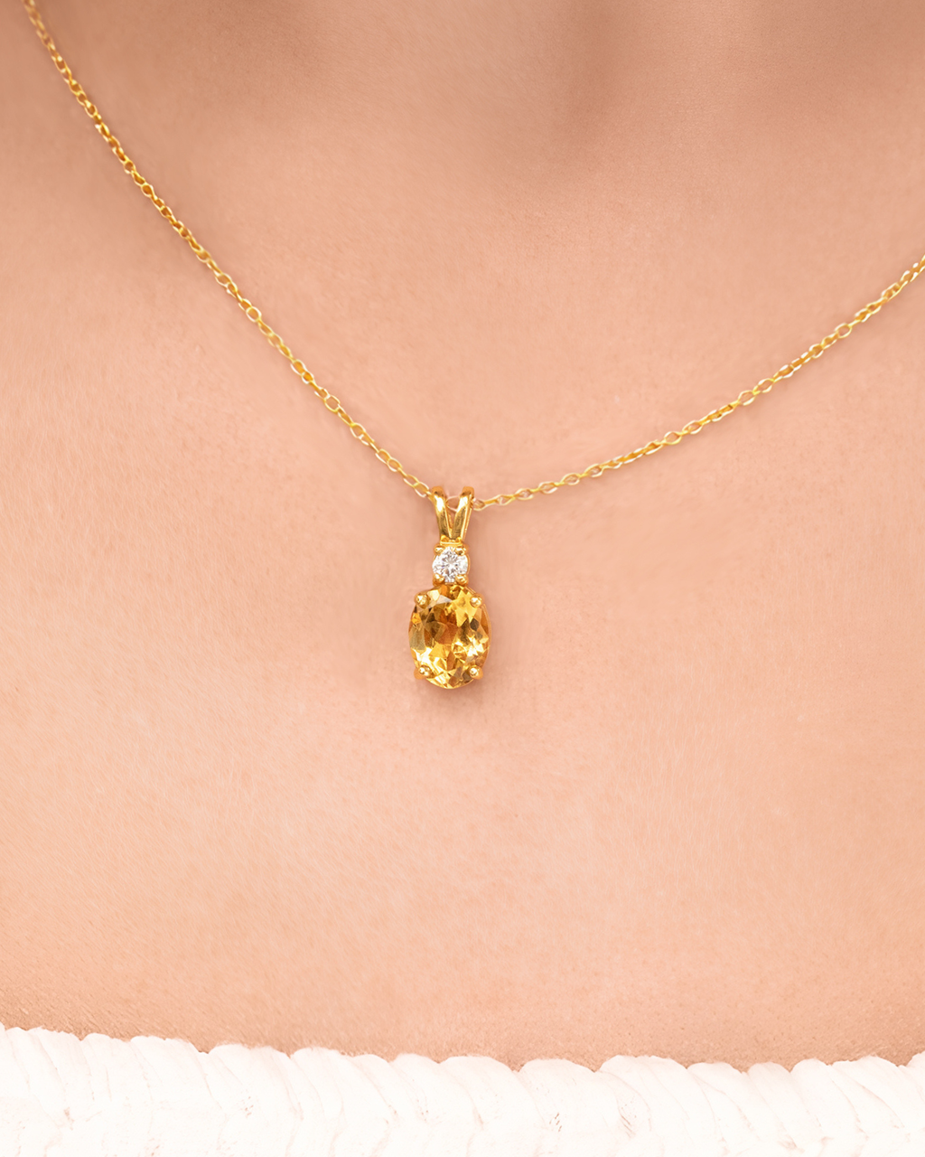 Pendentif Citrine en Vermeil Or 18 carats