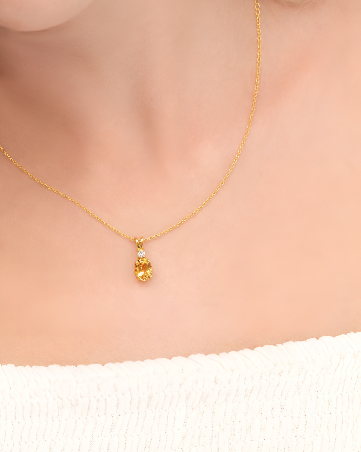 Pendentif Citrine en Vermeil Or 18 carats