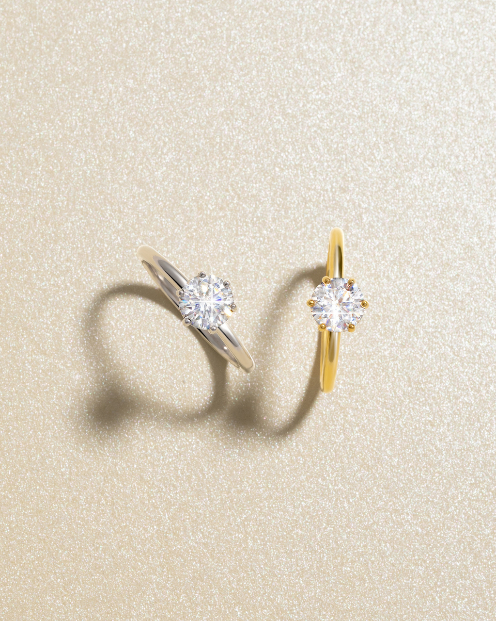 Bague de fiançailles solitaire en moissanite ronde 1 carat en vermeil d'or 18 carats