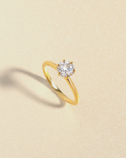 1 ct Round Solitaire Moissanite Engagement Ring in 18k Gold Vermeil - SJR London Timepiece