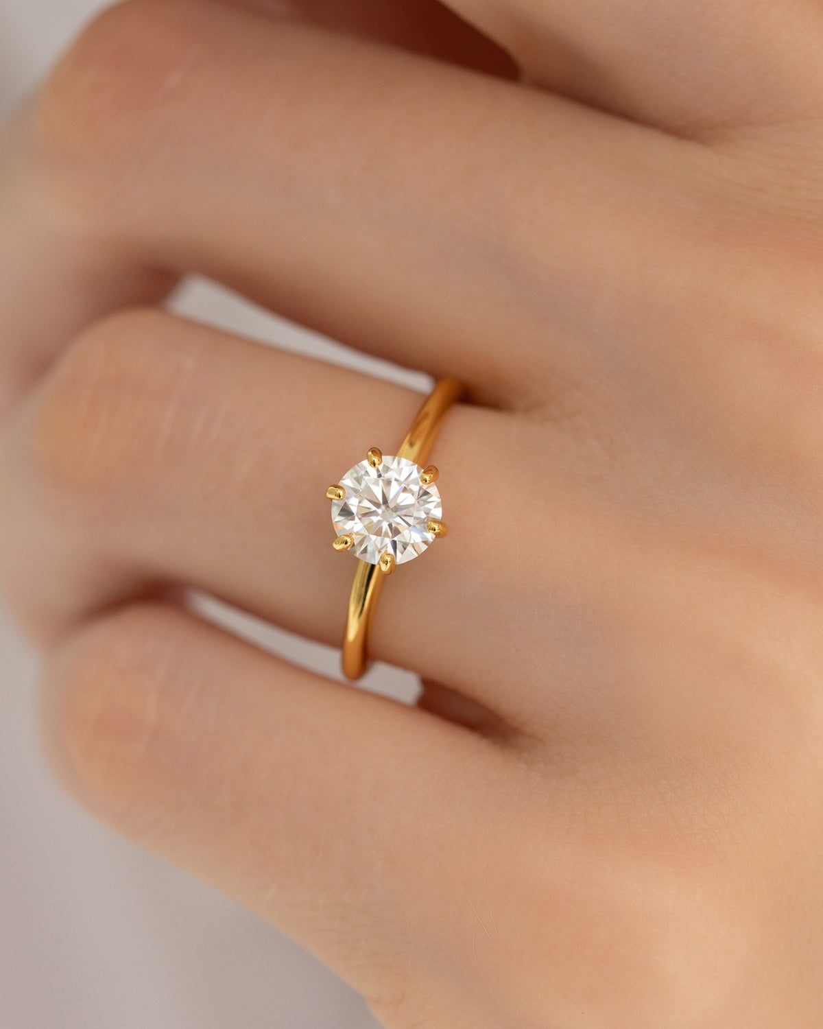 1 ct Round Solitaire Moissanite Engagement Ring in 18k Gold Vermeil - SJR London Timepiece