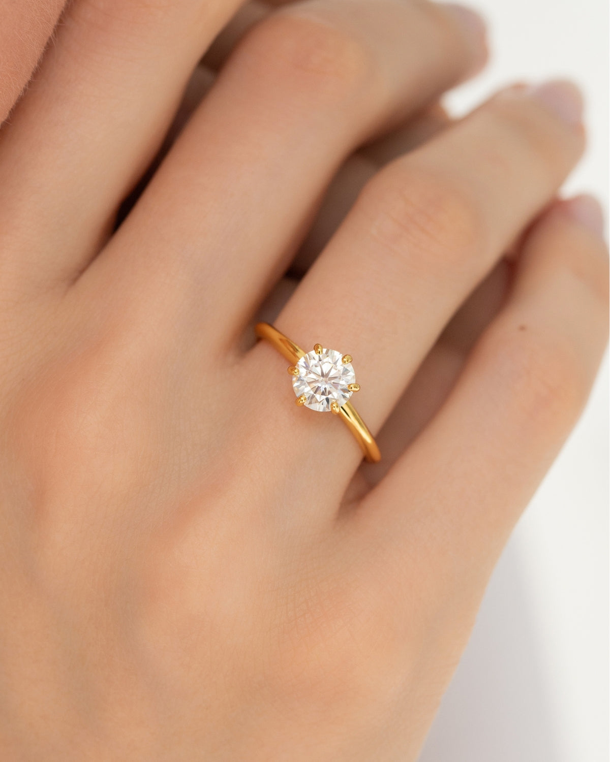 1 ct Round Solitaire Moissanite Engagement Ring in 18k Gold Vermeil - SJR London Timepiece