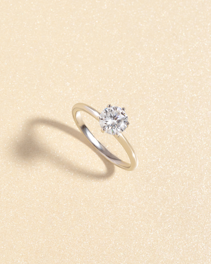1 ct Round Solitaire Moissanite Engagement Ring in Sterling Silver - SJR London Timepiece