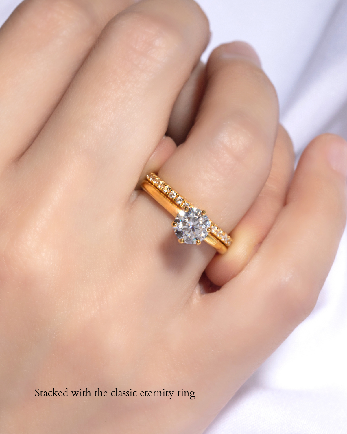 1 ct Round Solitaire Moissanite Engagement Ring in 18k Gold Vermeil - SJR London Timepiece