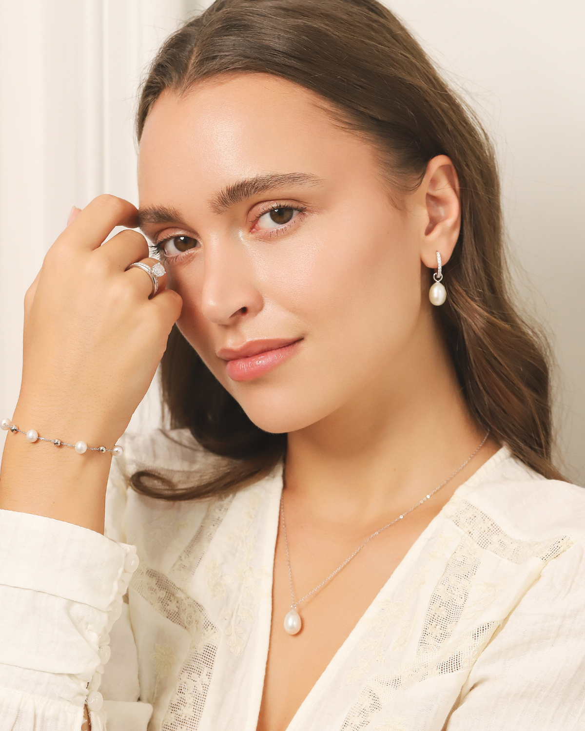 Boucles d'oreilles créoles perles d'eau douce avec perles amovibles en argent sterling