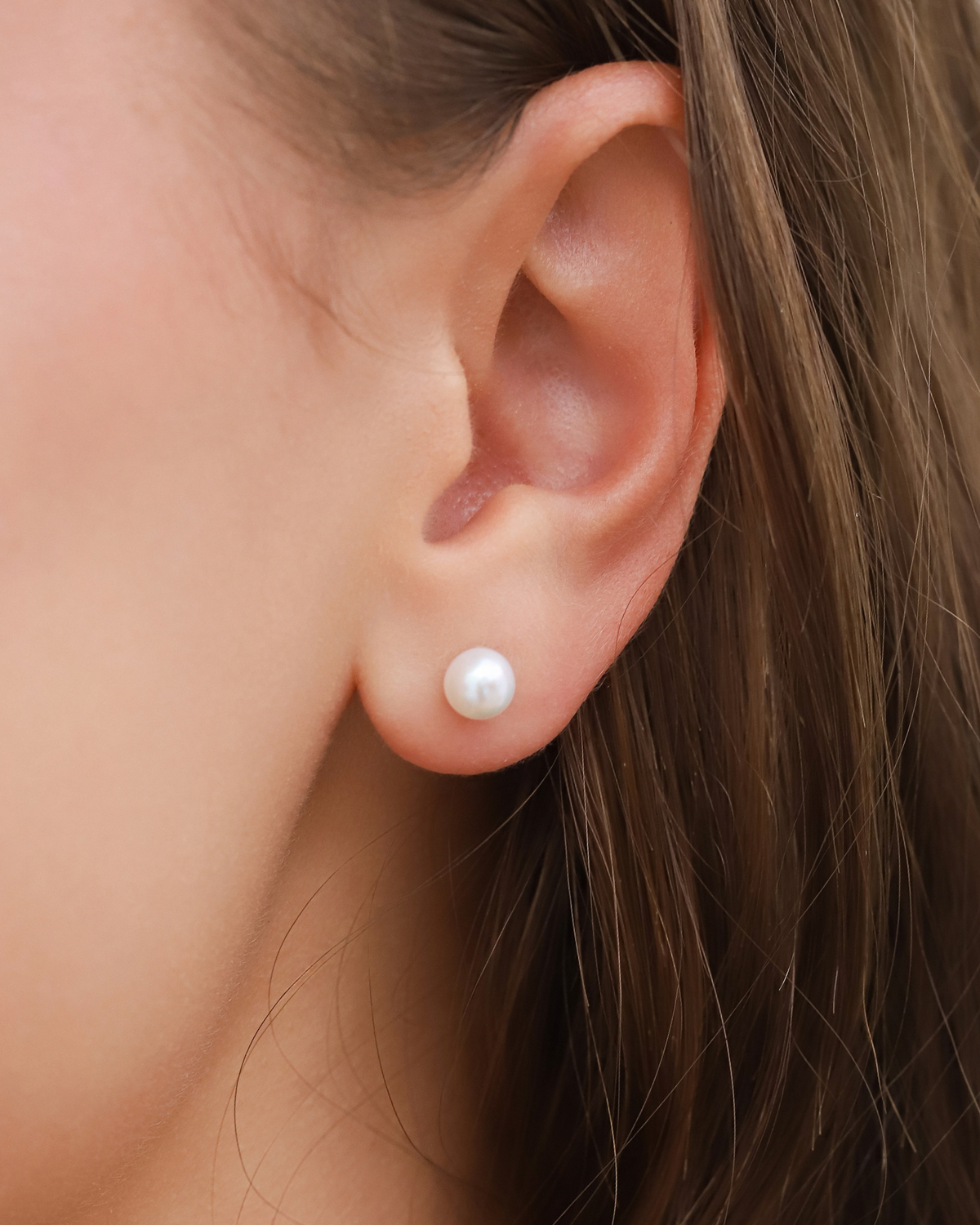 Freshwater Pearl Stud Earrings in Gold - SJR London Timepiece