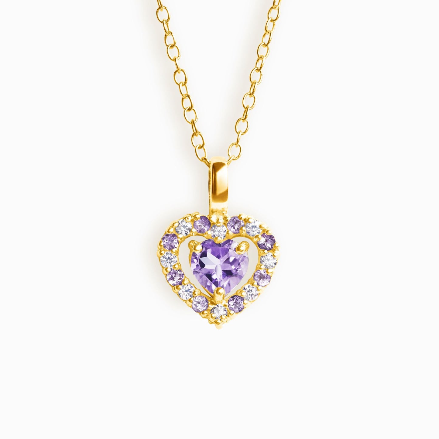 Purple Heart Lavender Amethyst Pendant Necklace in 18k Gold Vermeil - SJR London Timepiece