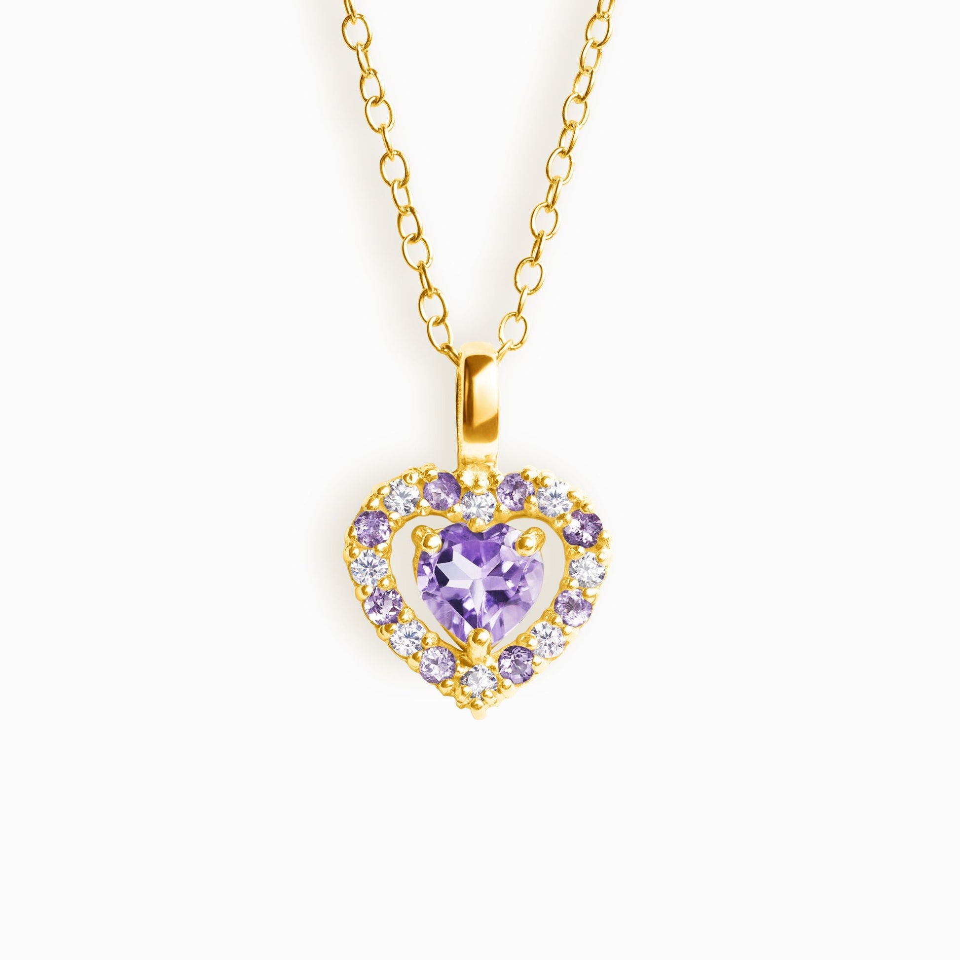 Purple Heart Lavender Amethyst Pendant Necklace in 18k Gold Vermeil - SJR London Timepiece