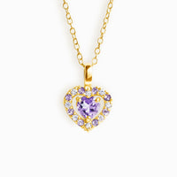 Purple Heart Lavender Amethyst Pendant Necklace in 18k Gold Vermeil - SJR London Timepiece