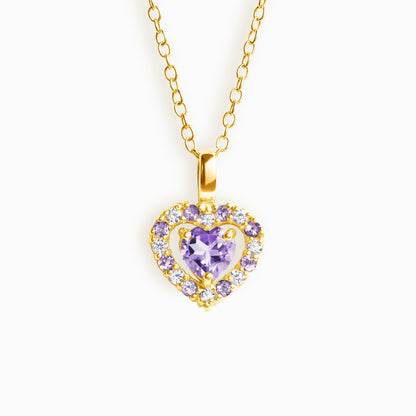 Purple Heart Lavender Amethyst Pendant Necklace in 18k Gold Vermeil - SJR London Timepiece