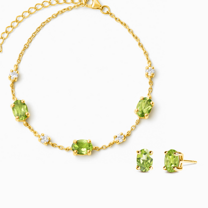 Mini Set 2 - Peridot Jewellery Set in 18k Gold Vermeil - SJR London Timepiece