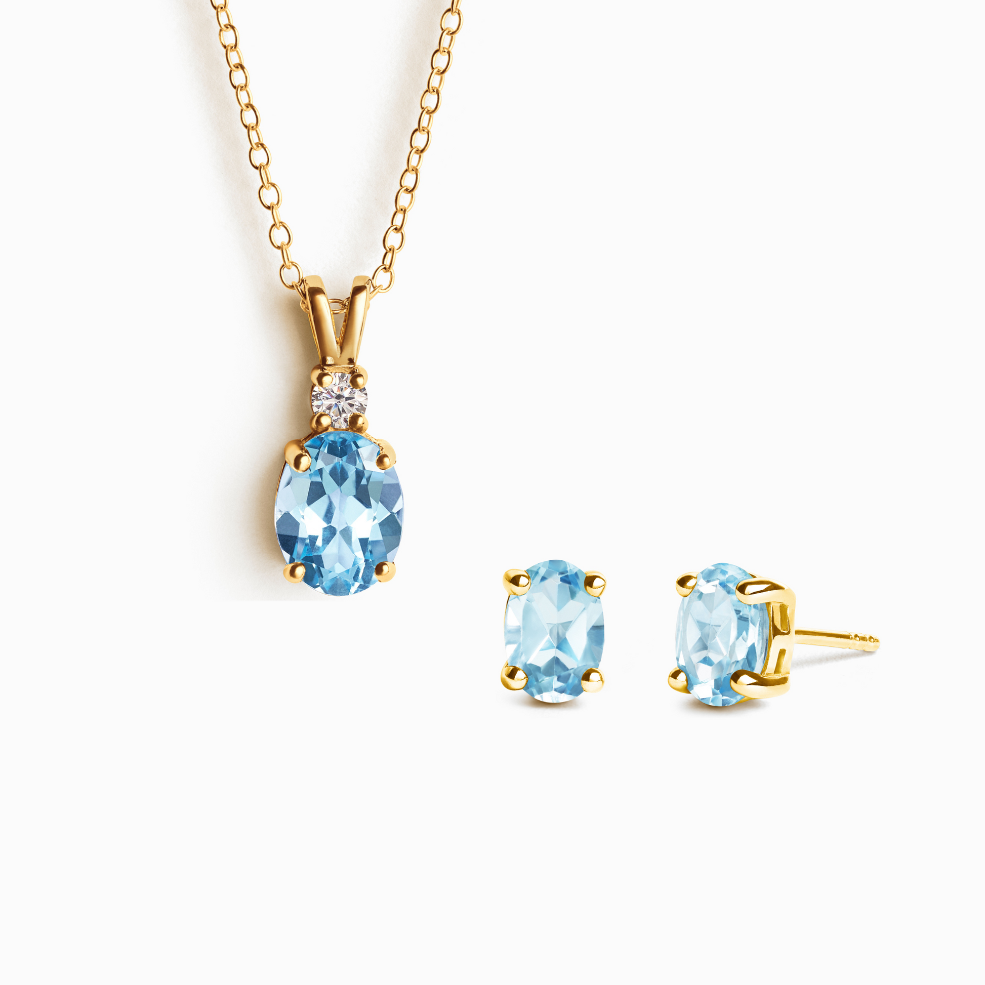 Mini Set 1 - Blue Topaz Jewellery Set in 18k Gold Vermeil - SJR London Timepiece