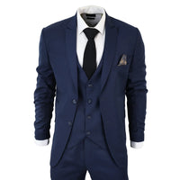 IM1 Men's Classic Plain Navy 3 Piece Suit
